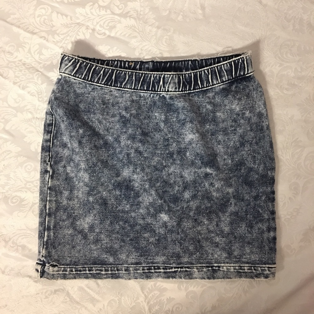 Destressed Denim Mini Skirt